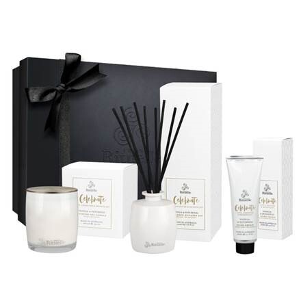 Celebrate Hamper | Sweet Vanilla and Patchouli Diffuser, Candle and Hand Cream Set product photo