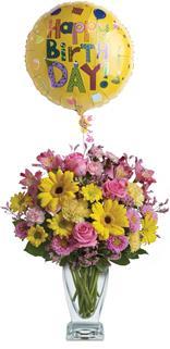 Dazzling Birthday | Fresh Flower Arrangment | Foil Balloon product photo