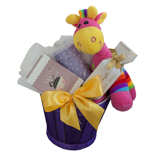 Snuggle Time Pink Giraffe Baby Gift | Brizzie Baskets and Blooms product photo