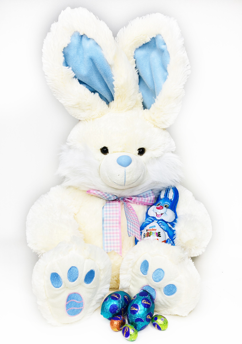 The BIG Bunny (A blue GIANT plush bunny with Easter treats) product photo