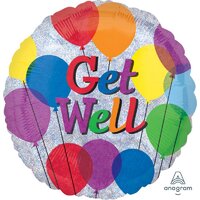 Get Well Holographic Balloon - (BNE Delivery)