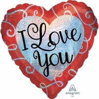 I Love You Holographic Foil Balloon - (BNE Delivery)
