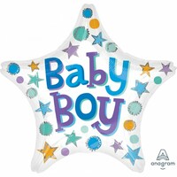 Baby Boy Star Foil Balloon - (BNE Delivery)