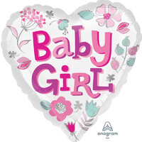 Baby Girl Heart Foil Balloon- (BNE Delivery)