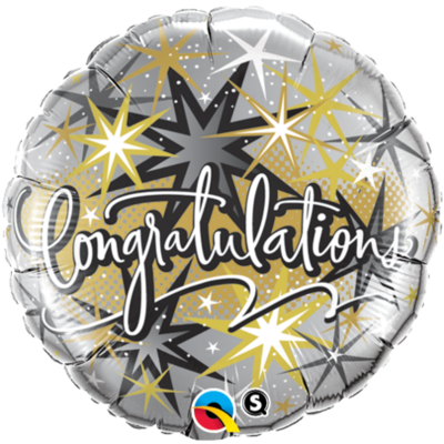 Congratulations Gold and Silver Foil Balloon - (BNE Delivery)