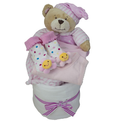 Bed Time Pink Nappy Cake