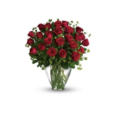 Two Dozen Red Roses in a Vase